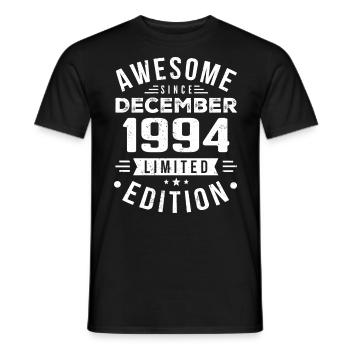Cadeau d’anniversaire né en décembre 1994 - T-shirt homme - noir - Devant - AI Model Male 178 light (178cm)