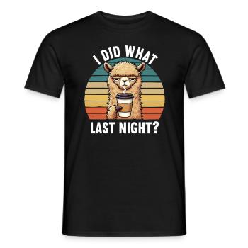 I Did What Last Night Alpaca Lamas Alpaca Owner - Men's T-Shirt - black - Front - AI Model Male 178 light (178cm)
