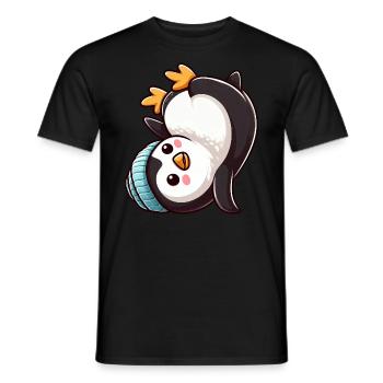 Pinguin Kopfstand Chibi Cartoon Breakdance - Männer T-Shirt - Schwarz - Vorne - AI Model Male 178 light (178cm)