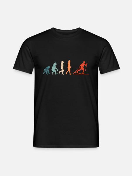 EVOLUTION Langlauf Ski Skifahrer Retro Vintage - Männer T-Shirt - Schwarz
