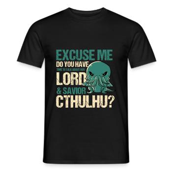 Herr & Retter Cthulhu Kawaii Religion Parodie - Männer T-Shirt - Schwarz - Vorne - AI Model Male 178 light (178cm)