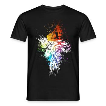 Raven rainbow blobs white - Men's T-Shirt - black - Front - AI Model Male 178 light (178cm)