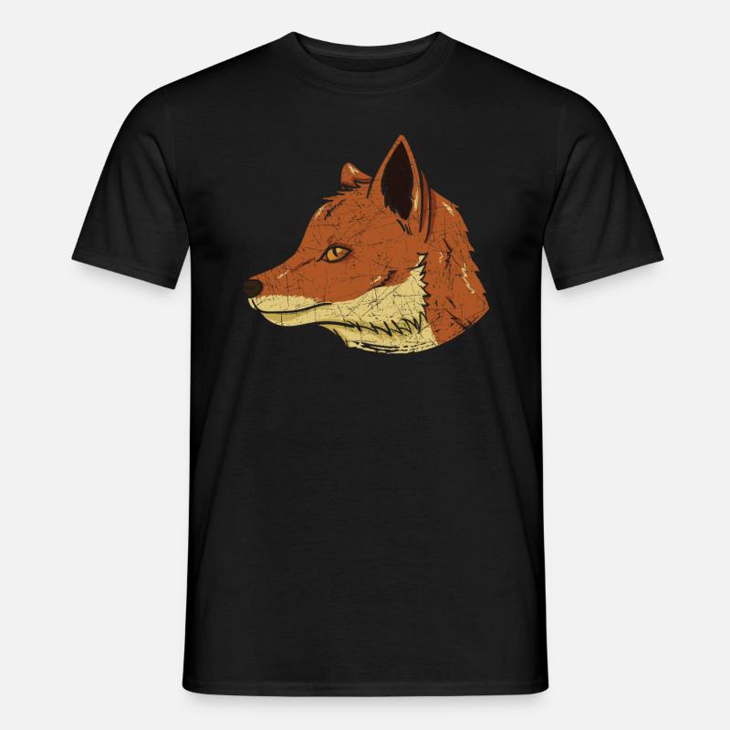Fuchs Gesicht Seitlich Tshirt Geschenk - Männer T-Shirt - Schwarz