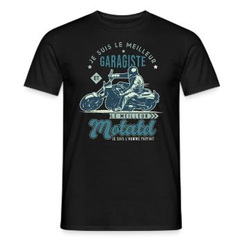 Motard le meilleur garagiste cadeau cool - T-shirt homme - noir - Devant - AI Model Male 178 light (178cm)