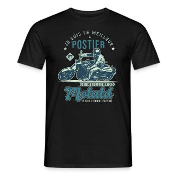 Motard le meilleur postier cadeau cool facteur - T-shirt homme - noir - Devant - AI Model Male 178 light (178cm)
