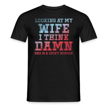 En regardant ma femme, je me dis que c’est bon sang - T-shirt homme - noir - Devant - AI Model Male 178 light (178cm)