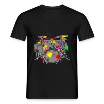 Batteries en couleurs pour batteurs et batteurs - T-shirt homme - noir - Devant - AI Model Male 178 light (178cm)