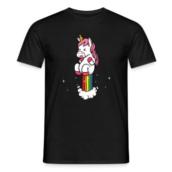 Einhorn Regenbogen Bunter Pups Furz Geschenk - Männer T-Shirt - Schwarz - Vorne - AI Model Male 178 light (178cm)