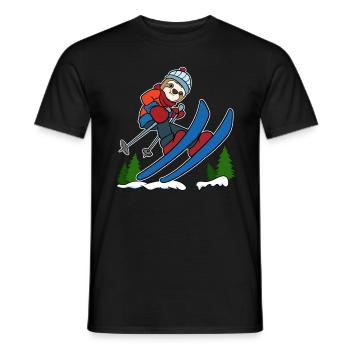 Ski Sloth Ski Holiday Sports d'hiver cadeau - T-shirt homme - noir - Devant - AI Model Male 178 light (178cm)