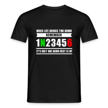 Motorcycle 1N23456 Motorcycle circuit Motorcyclist - Men's T-Shirt - black - Front - AI Model Male 178 light (178cm)