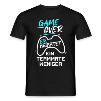 GAME OVER, IL SE MARIE AVEC UN ENTERREMENT DE VIE DE GARÇON - T-shirt homme - noir - Devant - AI Model Male 178 light (178cm)