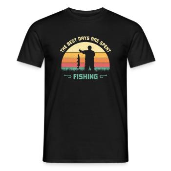 Die besten Tage sind zum Fischen da Angler spruch - Männer T-Shirt - Schwarz - Vorne - AI Model Male 178 light (178cm)