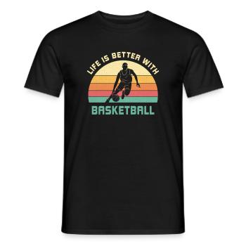 La vie est meilleure avec le basket disant cadeau - T-shirt homme - noir - Devant - AI Model Male 178 light (178cm)
