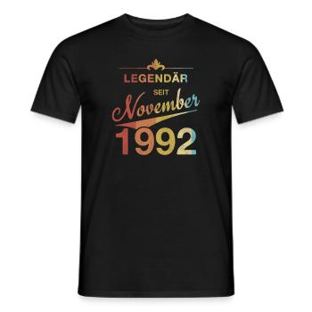 Legendary 30th birthday November 1992 Volume 92 - Men's T-Shirt - black - Front - AI Model Male 178 light (178cm)