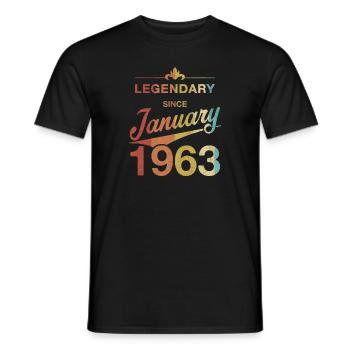 60e anniversaire Légendaire Janvier 1963 Année 63 - T-shirt homme - noir - Devant - AI Model Male 178 light (178cm)