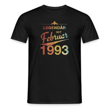 30. Geburtstag Legendär Februar 1993 Jahrgang 93 - Männer T-Shirt - Schwarz - Vorne - AI Model Male 178 light (178cm)