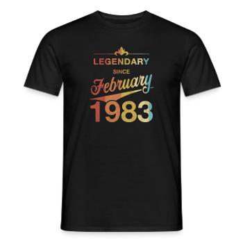 40th birthday Legendary February 1983 Year 83 - Men's T-Shirt - black - Front - AI Model Male 178 light (178cm)