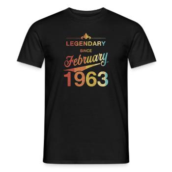 60e anniversaire Légendaire Février 1963 Année 63 - T-shirt homme - noir - Devant - AI Model Male 178 light (178cm)
