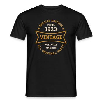 Vintage 100ème anniversaire né en 1923 Idée cadeau - T-shirt homme - noir - Devant - AI Model Male 178 light (178cm)