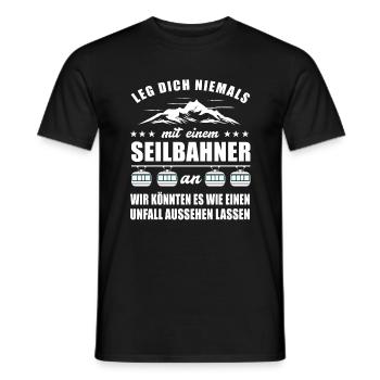 Seilbahn Leg dich niemals mit einem Seilbahner an - Männer T-Shirt - Schwarz - Vorne - AI Model Male 178 light (178cm)