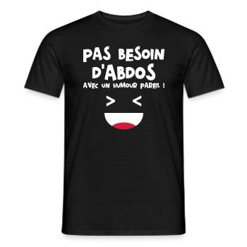 Pas Besoin d'Abdos Avec Un Humour Pareil Citation - T-shirt homme - noir - Devant - AI Model Male 178 light (178cm)