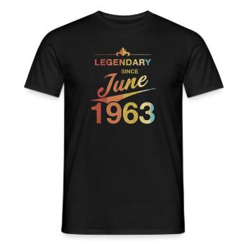 60e anniversaire Légendaire Juin 1963 Année 63 - T-shirt homme - noir - Devant - AI Model Male 178 light (178cm)
