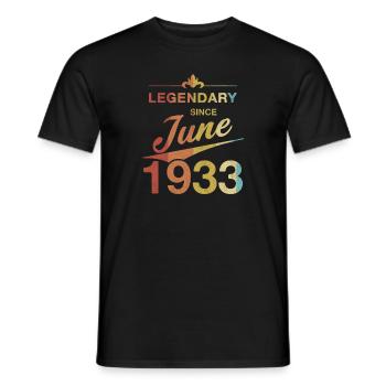 90e anniversaire Légendaire Juin 1933 Année 33 - T-shirt homme - noir - Devant - AI Model Male 178 light (178cm)