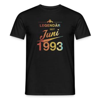 30e anniversaire Légendaire Juin 1993 Année 93 - T-shirt homme - noir - Devant - AI Model Male 178 light (178cm)