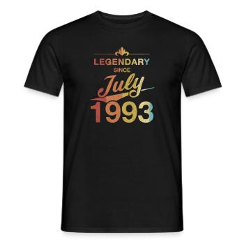 30th birthday Legendary July 1993 Year 93 - Men's T-Shirt - black - Front - AI Model Male 178 light (178cm)