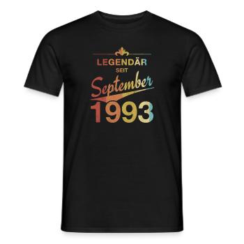 30. Geburtstag Legendär September 1993 Jahrgang 93 - Männer T-Shirt - Schwarz - Vorne - AI Model Male 178 light (178cm)