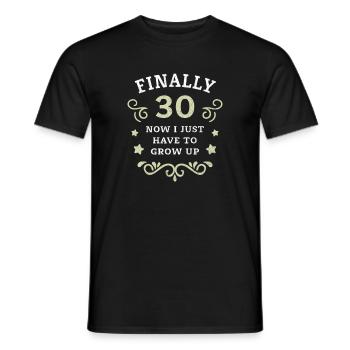 Enfin 30e anniversaire en grandissant - T-shirt homme - noir - Devant - AI Model Male 178 light (178cm)