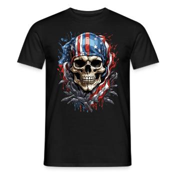 Amerikanischer Schädel: Stolz auf die USA - Männer T-Shirt - Schwarz - Vorne - AI Model Male 178 light (178cm)