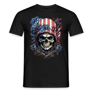 USA-Soldaten-Schädel - Männer T-Shirt - Schwarz - Vorne - AI Model Male 178 light (178cm)