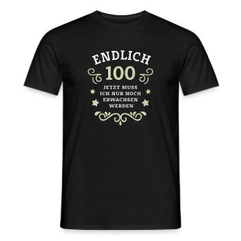 Endlich 100. Geburtstag nur noch erwachsen werden - Männer T-Shirt - Schwarz - Vorne - AI Model Male 178 light (178cm)
