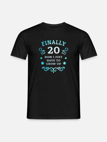 Enfin 20e anniversaire en grandissant - T-shirt homme - noir