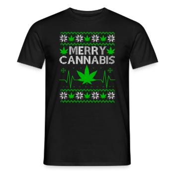 Cannabis Merry Christmas - Men's T-Shirt - black - Front - AI Model Male 178 light (178cm)