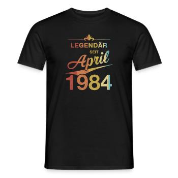 40. Geburtstag Legendär April 1984 Jahrgang 84 - Männer T-Shirt - Schwarz - Vorne - AI Model Male 178 light (178cm)