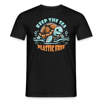 Keep The Sea Plastic Free Schildkröte Motiv - Männer T-Shirt - Schwarz - Vorne - AI Model Male 178 light (178cm)