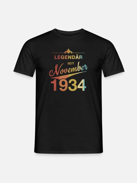 90. Geburtstag Legendär seit November 1934 - Männer T-Shirt - Schwarz