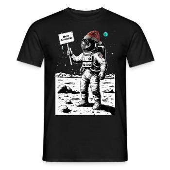 Frohe Weihnachten Astronaut - Feiertag auf dem Mon - Männer T-Shirt - Schwarz - Vorne - AI Model Male 178 light (178cm)