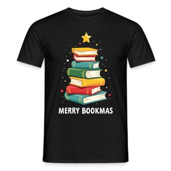 Merry Bookmas - Joie festive pour les amateurs de livres - T-shirt homme - noir - Devant - AI Model Male 178 light (178cm)