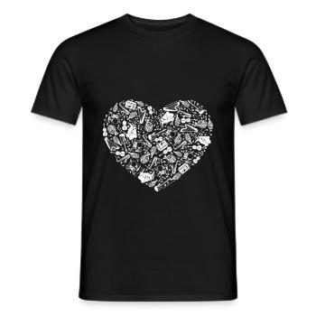 Heart of instruments for musicians and music teachers - Men's T-Shirt - black - Front - AI Model Male 178 light (178cm)