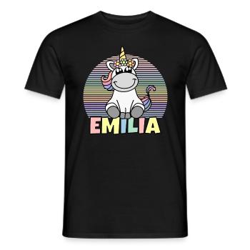 Emilia Name Cute Unicorn Rainbow First Name - Men's T-Shirt - black - Front - AI Model Male 178 light (178cm)