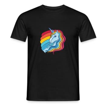 Regenbogen Einhorn weiblich mit Regenbogen Haar - Männer T-Shirt - Schwarz - Vorne - AI Model Male 178 light (178cm)