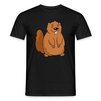 Drôle de marmotte sourit comic look - T-shirt homme - noir - Devant - AI Model Male 178 light (178cm)