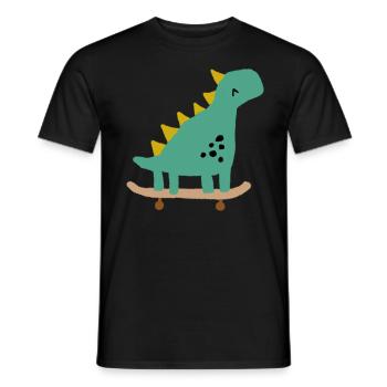 Skateboard Dinosaurier Dino Skate - Männer T-Shirt - Schwarz - Vorne - AI Model Male 178 light (178cm)