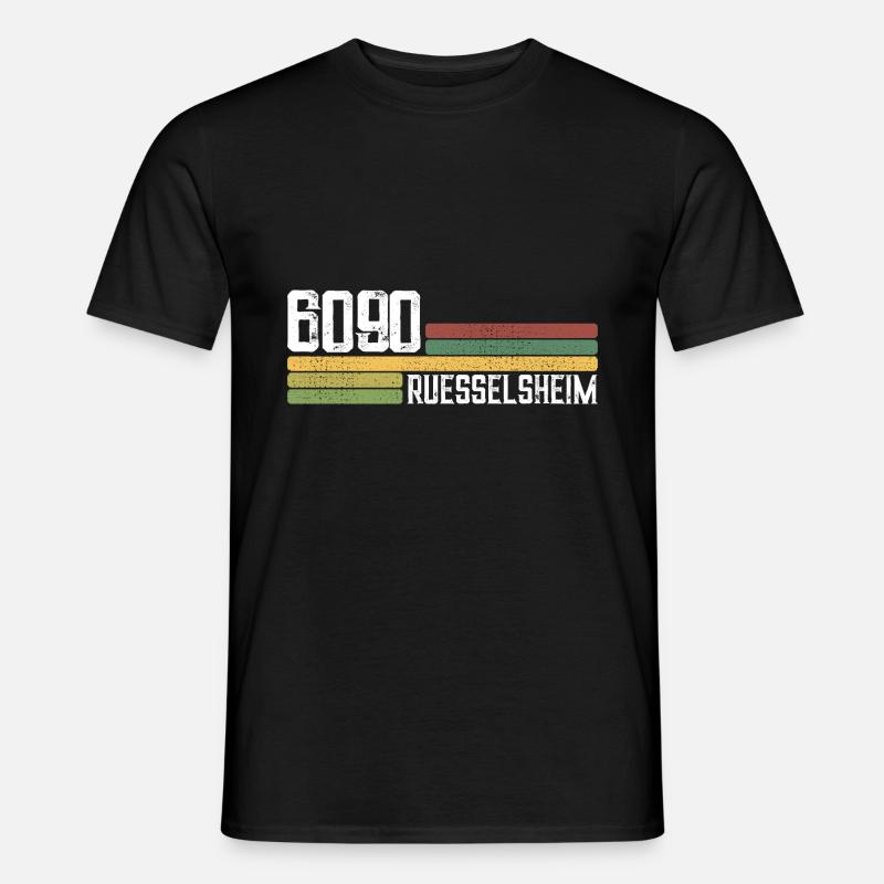 6090 Rüsselsheim Postleitzahlen Alte PLZ Vintage - Männer T-Shirt - Schwarz