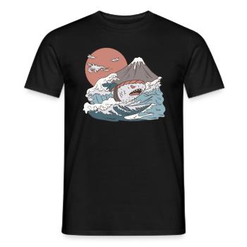 Anime Sushi Hai Haifisch Monster Japan Geschenk - Männer T-Shirt - Schwarz - Vorne - AI Model Male 178 light (178cm)
