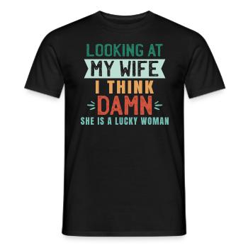 En regardant ma femme, je me dis que c’est bon sang - T-shirt homme - noir - Devant - AI Model Male 178 light (178cm)