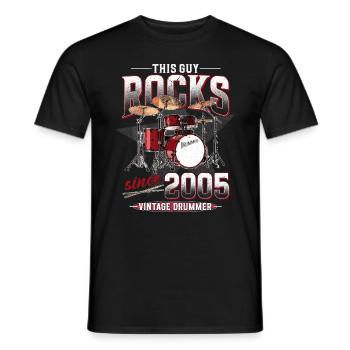 2005 Vintage Drum Drummer Anniversaire - T-shirt homme - noir - Devant - AI Model Male 178 light (178cm)
